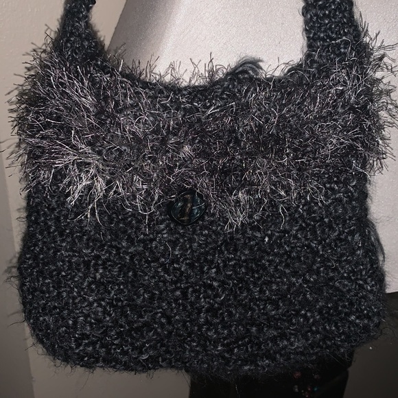 Black and grey knitted purse - Picture 3 of 3
